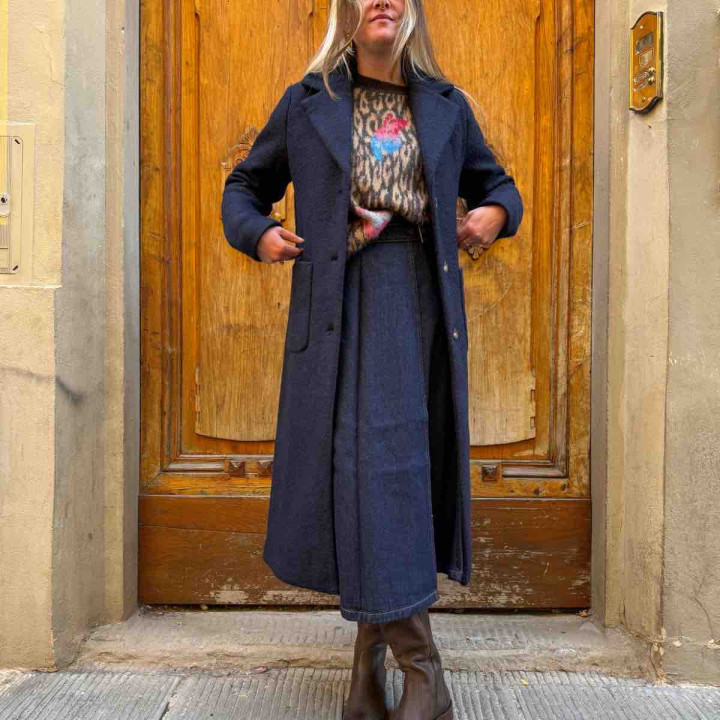 Cappotto lungo blu Ichi