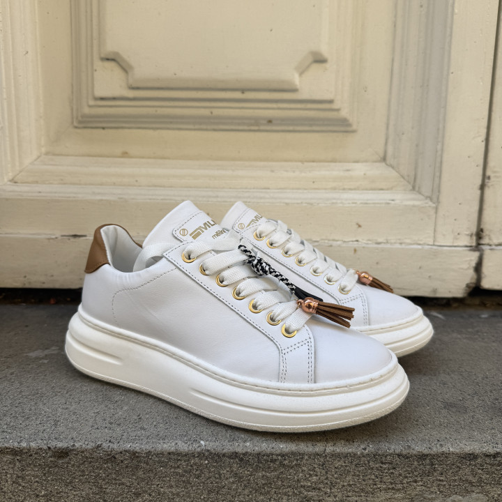 Sneakers bianca e cuoio Meline
