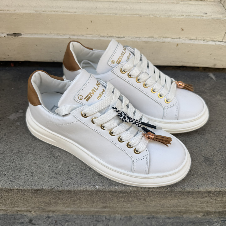 Sneakers bianca e cuoio Meline