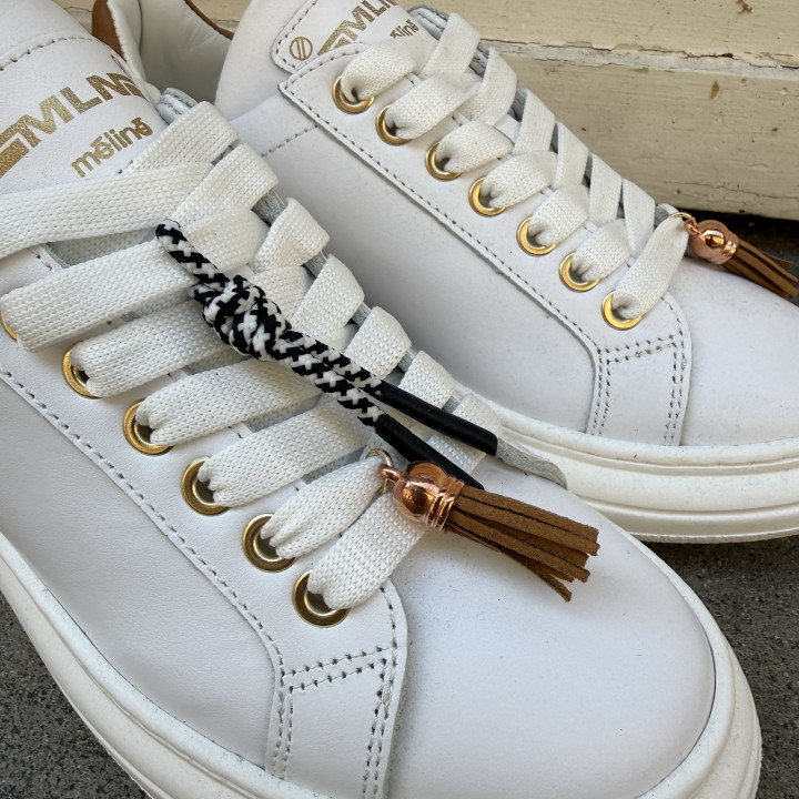 Sneakers bianca e cuoio Meline