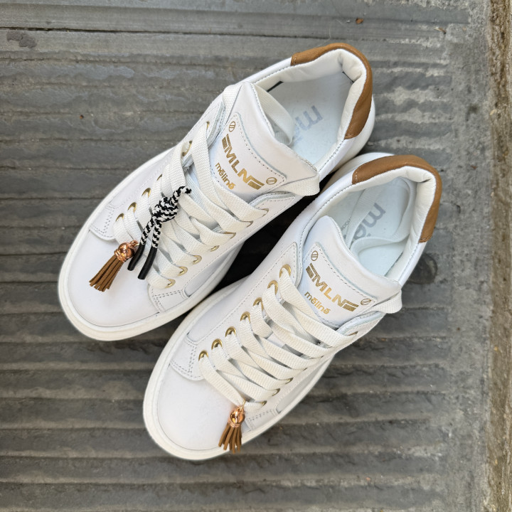 Sneakers bianca e cuoio Meline